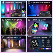 XNK SPL-648 waterproof 4x15w led battery light with multicolor lighting effect