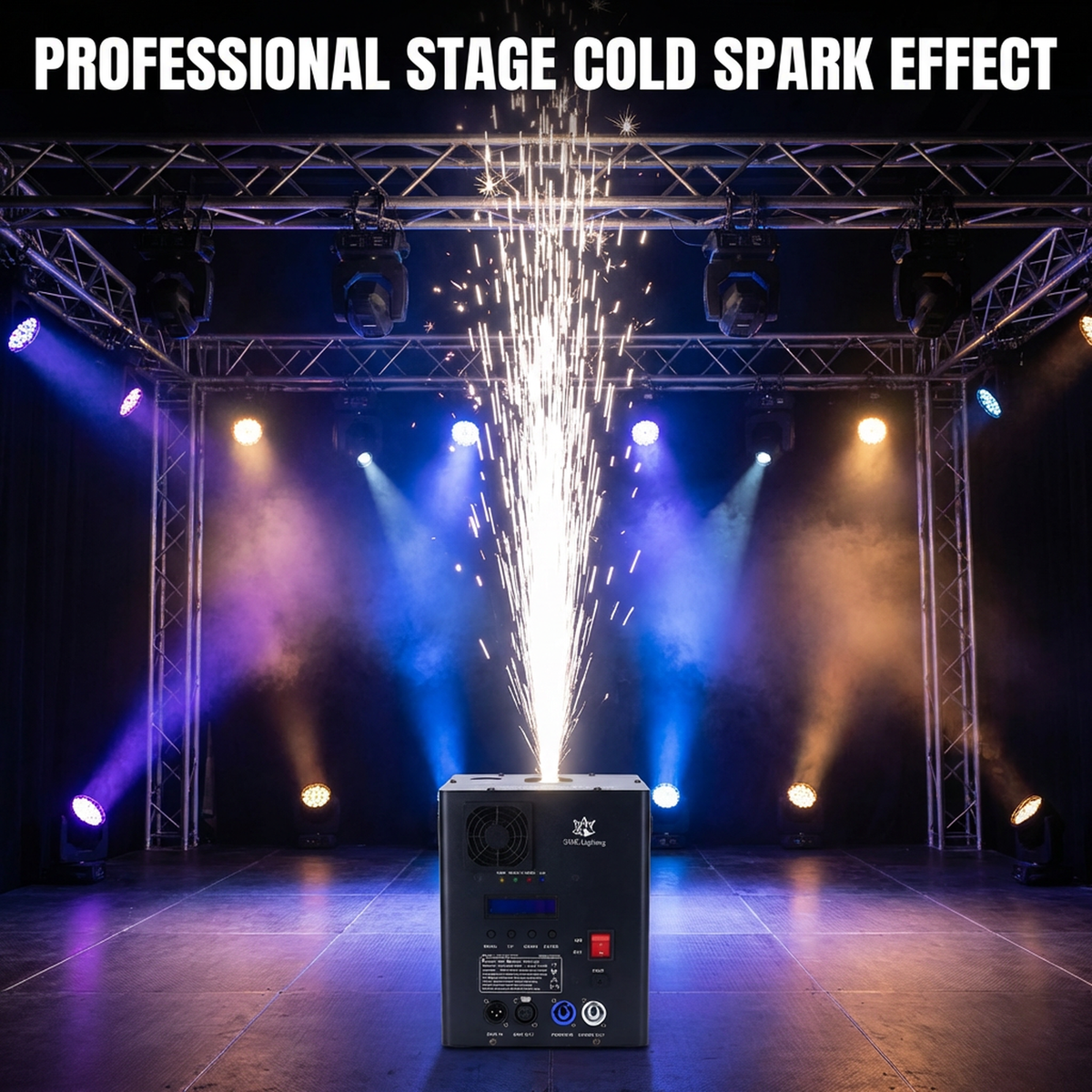 XNK SPL-667 Cold spark machine with metal housing and control panel detail