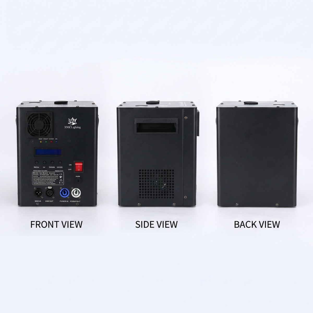 XNK SPL-667 Cold spark machine with black housing, metal housing, and control panel detail