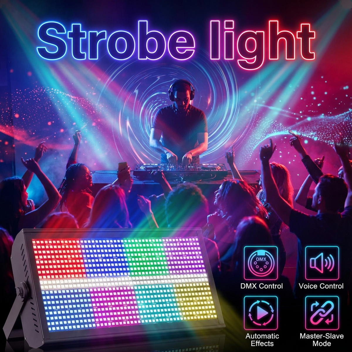 XNK SPL-596 strobe light with multicolor lighting effect