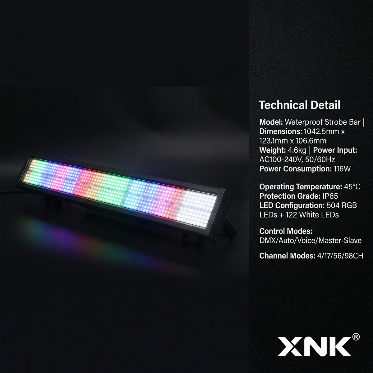XNK SPL-624 WATERPROOF STROBE BAR with black housing
