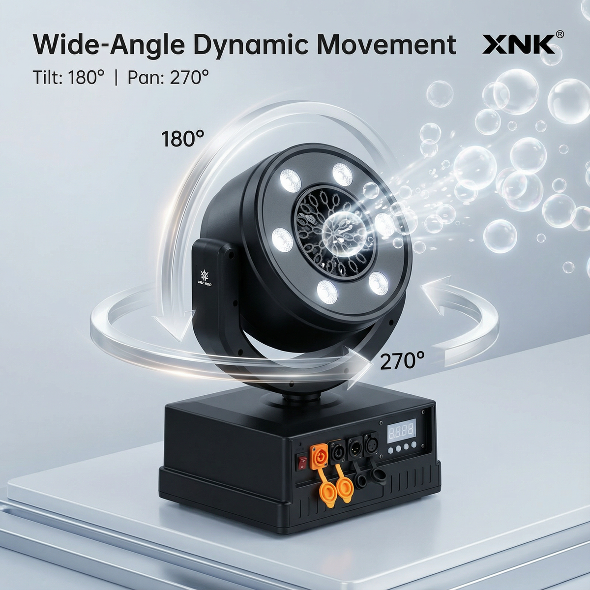 XNK SPL-669 Waterproof moving bubble machine fixture angle view