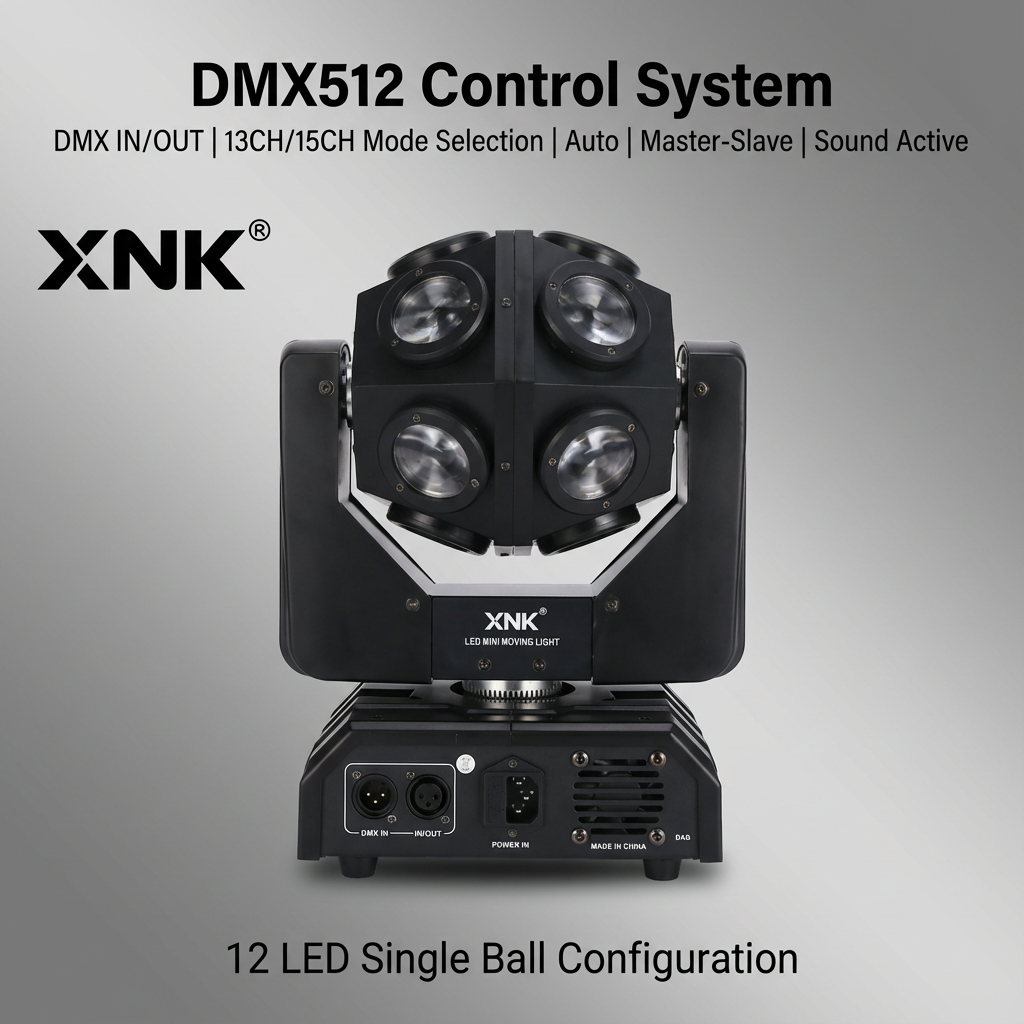 XNK SPL-699 Professional Stage Light with RGBW Rotating LEDs XNK SPL-699 12 LED Bulbs Illumination Demo