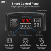 XNK SPL-501 Moving HeadSPL-501moving head stage light, featuring product structure view, 专业stage lighting fixture, black外壳和multifunction control panel