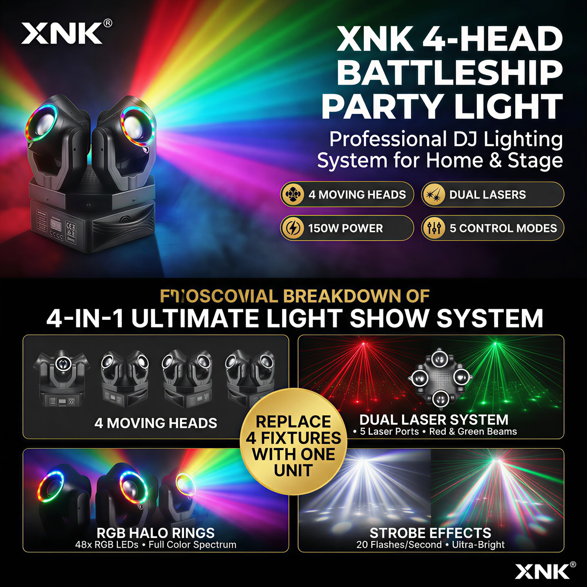 XNK with control panel detail and multicolor lighting effect