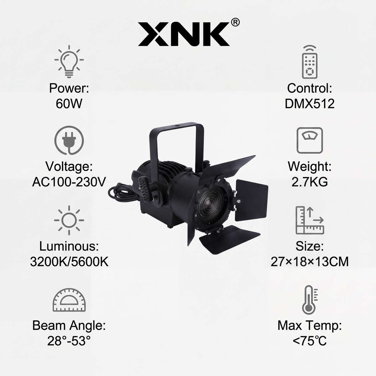 XNK SPL-654 mini spot light with black housing and metal housing
